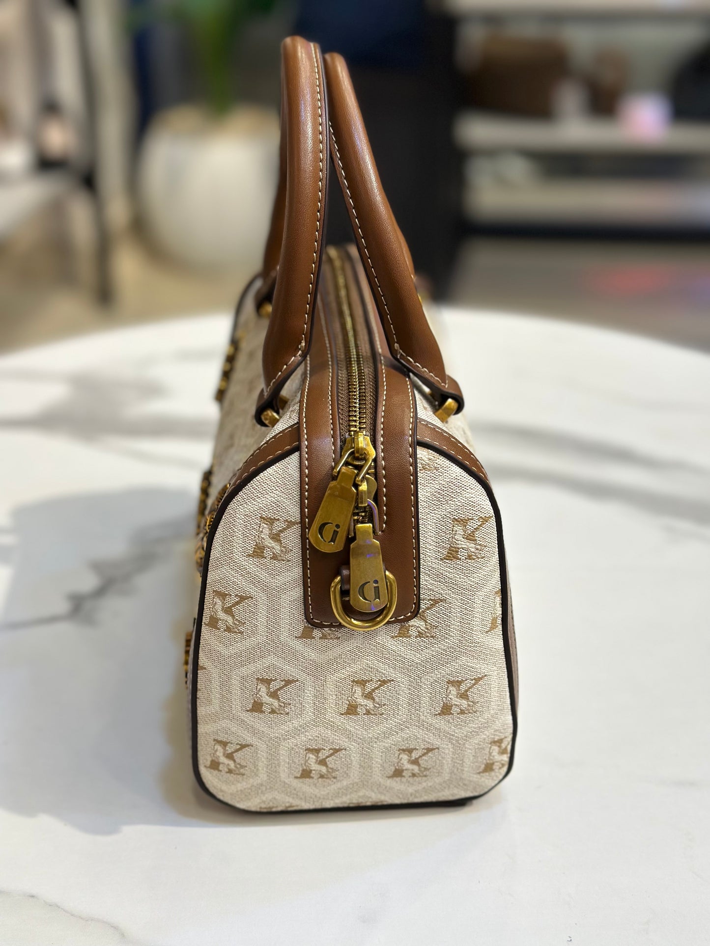 Monogram Mini Boston Bag with Animal Charm Patches