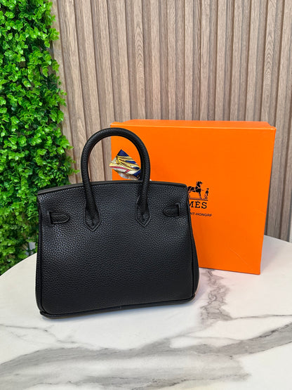 Structured Top-Handle Bag with Silk Scarf & Charm Detail