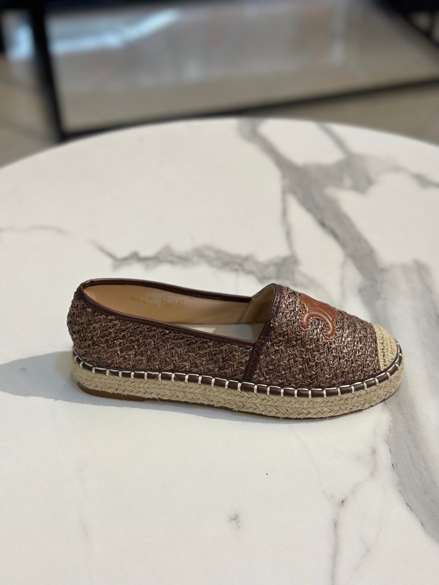 Woven Espadrille Flat with Logo Detail