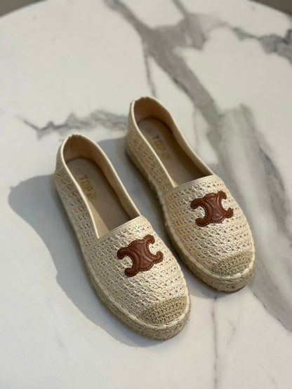 Woven Espadrille Flat with Logo Detail