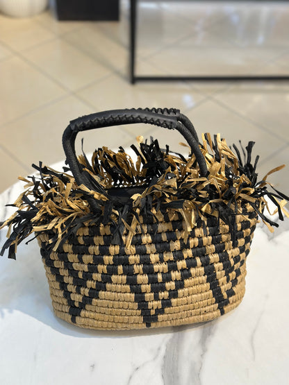 Raffia Fringe Basket Bag