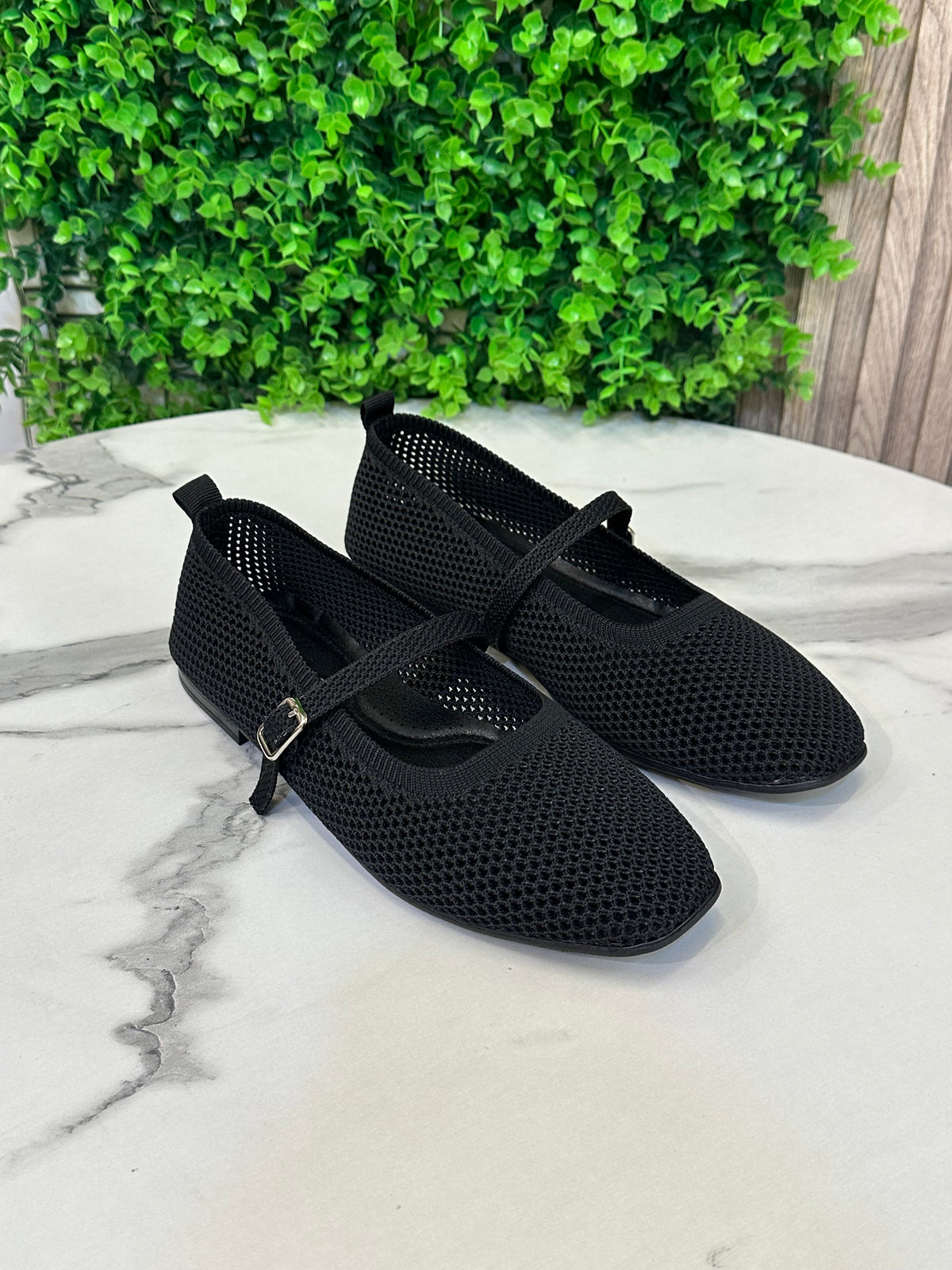 Knit Mesh Mary Jane Flats