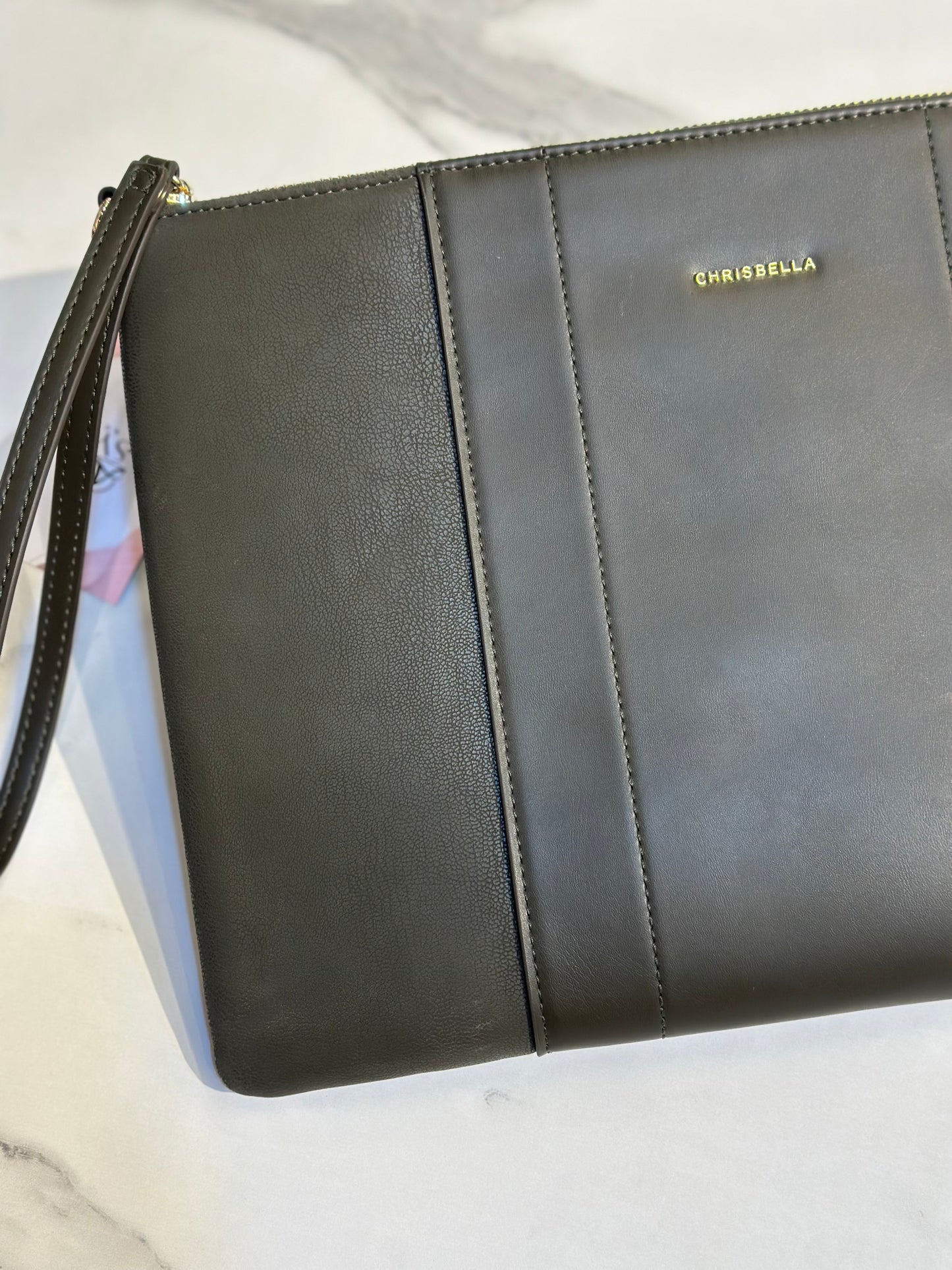 Chrisbella Panelled Zip Clutch Bag