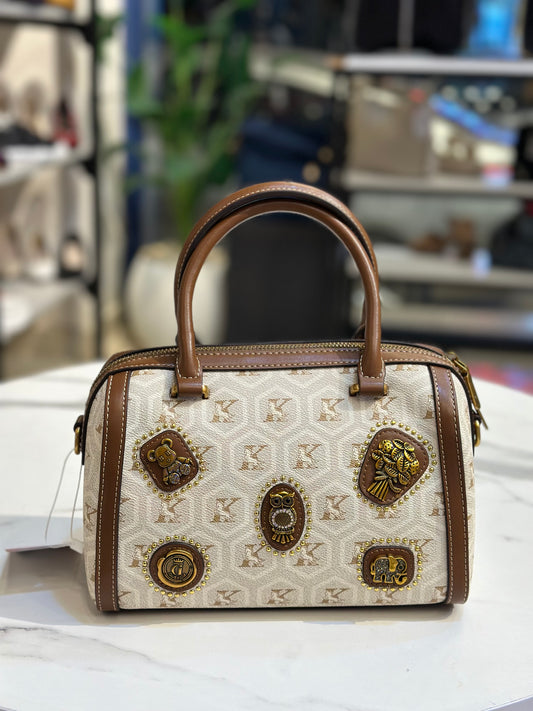 Monogram Mini Boston Bag with Animal Charm Patches