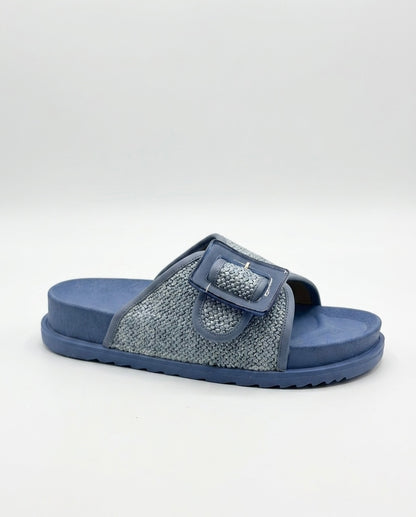 Textured Buckle Slide Slipper for Everyday Comfort