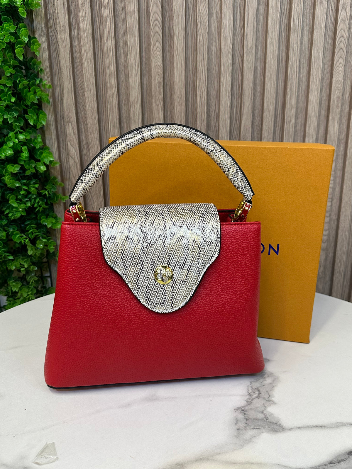 Designer-Inspired Leather Bag with Box