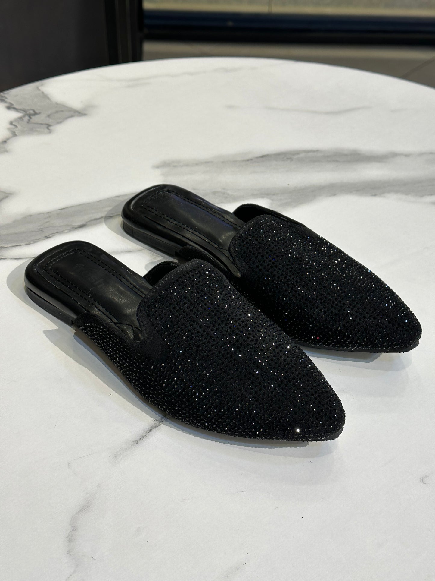 Sparkle Pointed Mule Flat