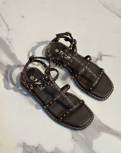 Studded Gladiator Flat Sandal