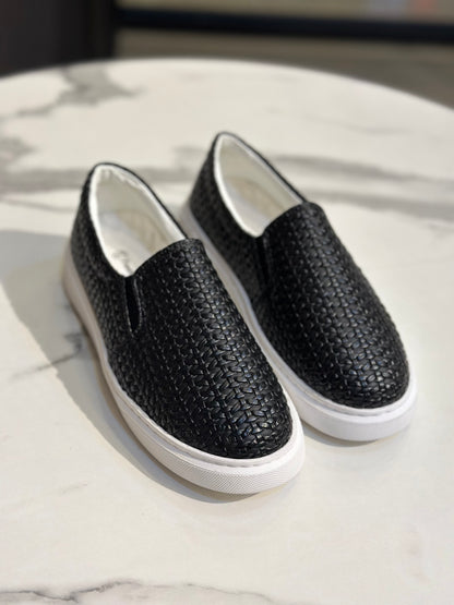 Metallic Woven Slip-On Sneakers