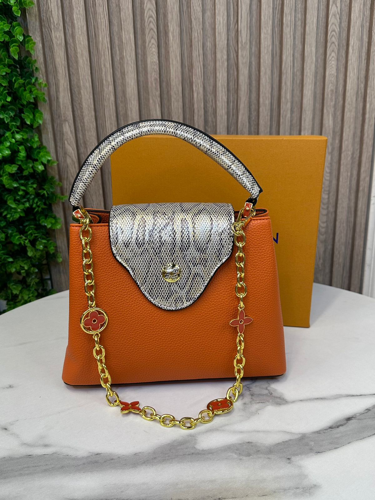 Designer-Inspired Leather Bag with Box