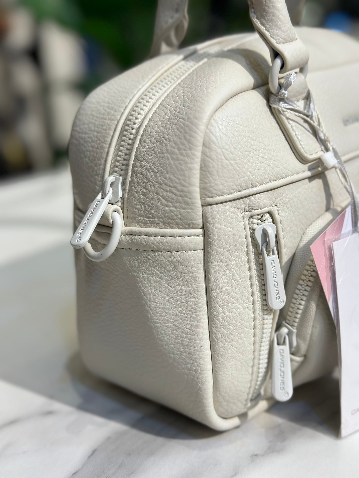 David Jones Bowling Bag with Colorful Scarf Detail