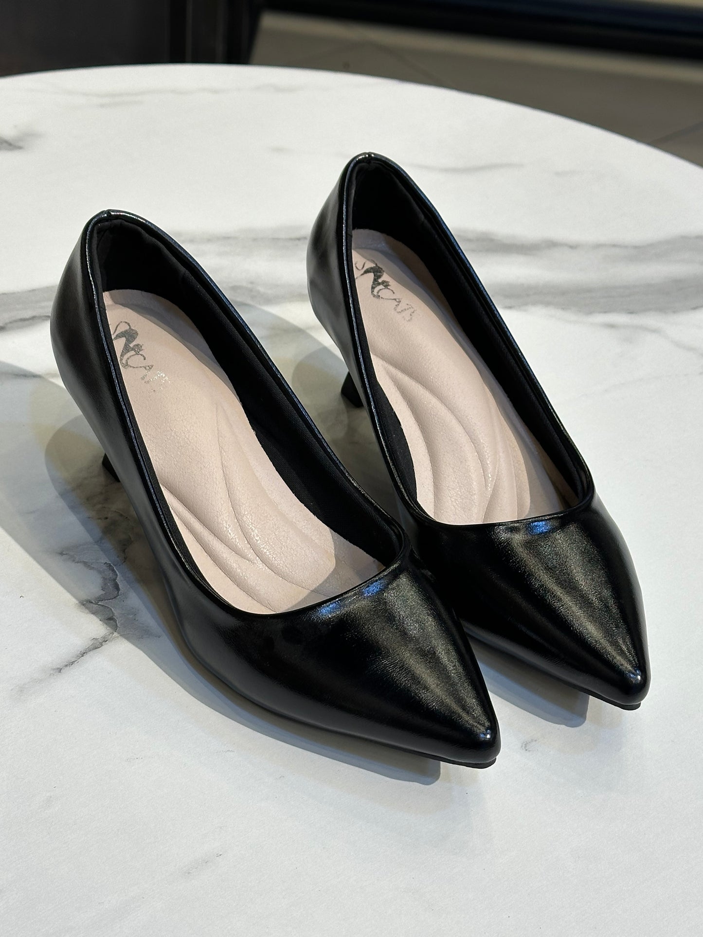 Metallic Pointed-Toe Low Heel Pumps 3 cm