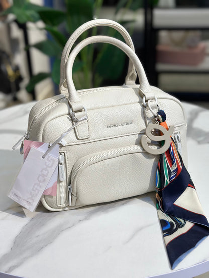 David Jones Bowling Bag with Colorful Scarf Detail