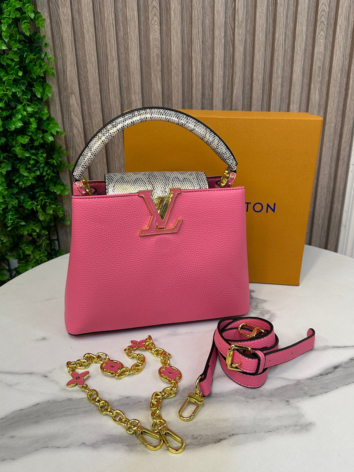 Designer-Inspired Leather Bag with Box