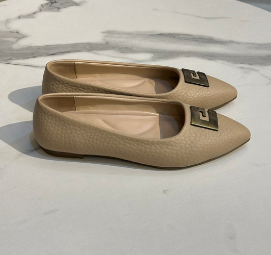 Ballet Flats with Gold Metal Buckle