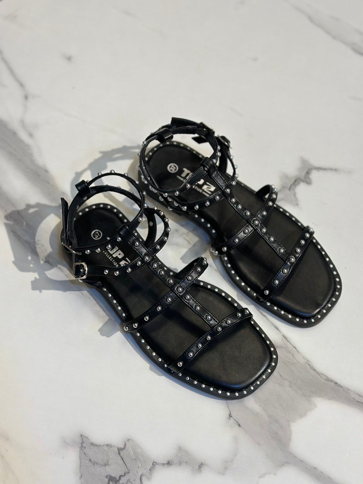 Studded Gladiator Flat Sandal