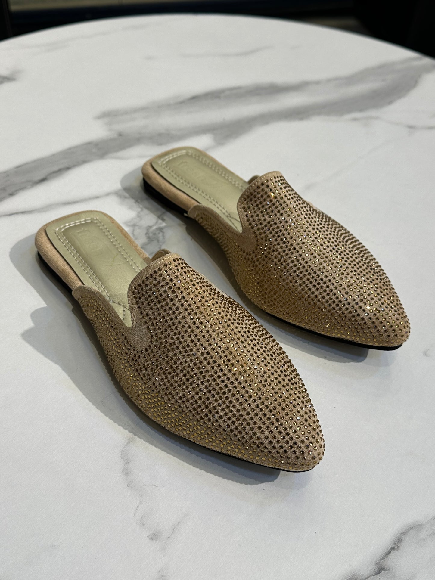 Sparkle Pointed Mule Flat